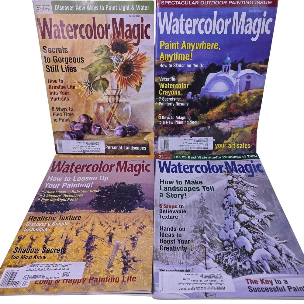 Watercolor Magic Magazine 2001 Full Year Set 4 Issues Spring Through Winter